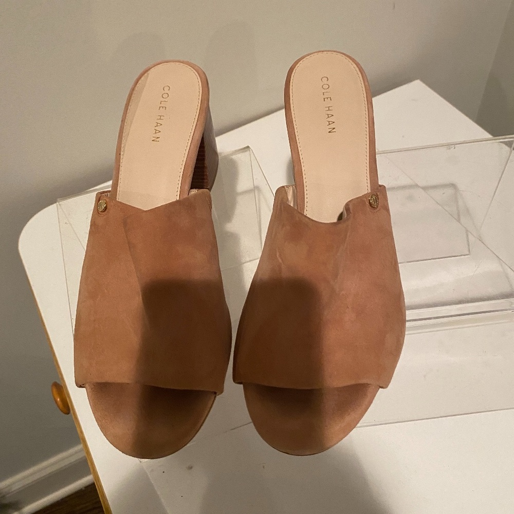 COLE HAAN MOCHA MOUS SUEDE MULE/SLIDE SHOE SIZE 8
